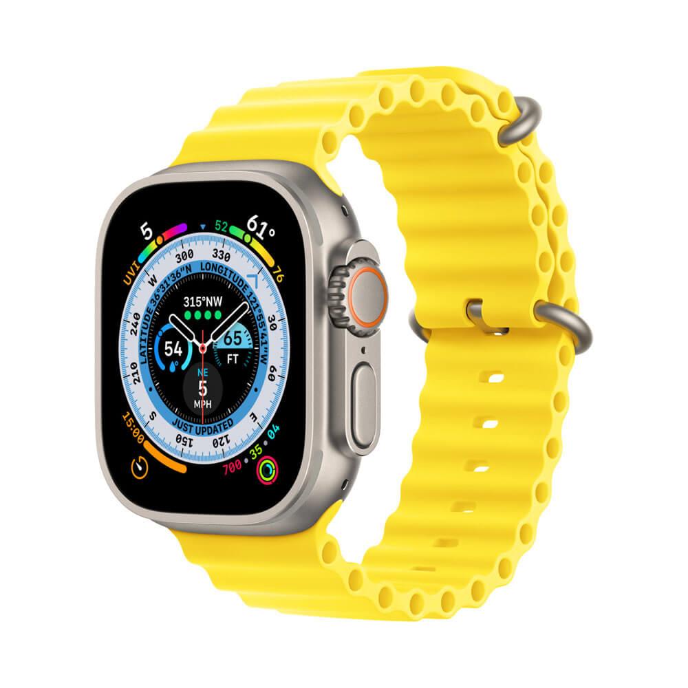 Apple Watch 1 2 3 4 5 6 7 8 Se Ultra Uyumlu 42/44/45/49mm Ocean Loop Tokalı Kayış Kordon - Sarı 04.Sarı - BW24