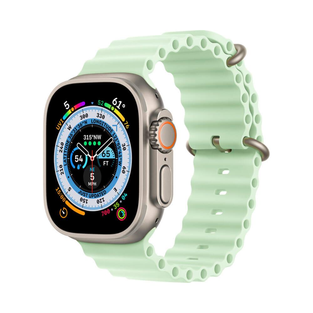 Apple Watch 1 2 3 4 5 6 7 8 Se Ultra Uyumlu 42/44/45/49mm Ocean Loop Tokalı Kayış Kordon- Açık Yeşil 20-Yeşil Açık - BW24