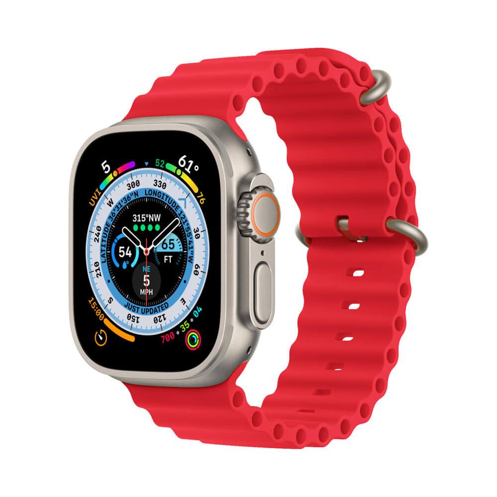 Apple Watch 1 2 3 4 5 6 7 8 Se Ultra Uyumlu 42/44/45/49mm Ocean Loop Tokalı Kayış Kordon - Kırmızı 06.Kırmızı - BW24