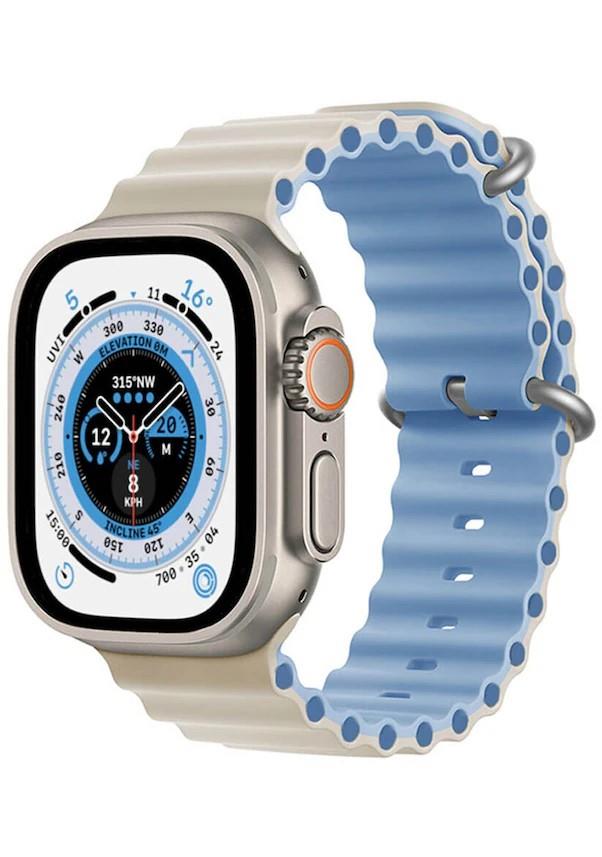 Apple Watch 1 2 3 4 5 6 7 8 Se Ultra 42/44/45/49mm Ocean Loop Tokalı Kordon Açık Gri-açık Mavi 05.Açık Gri