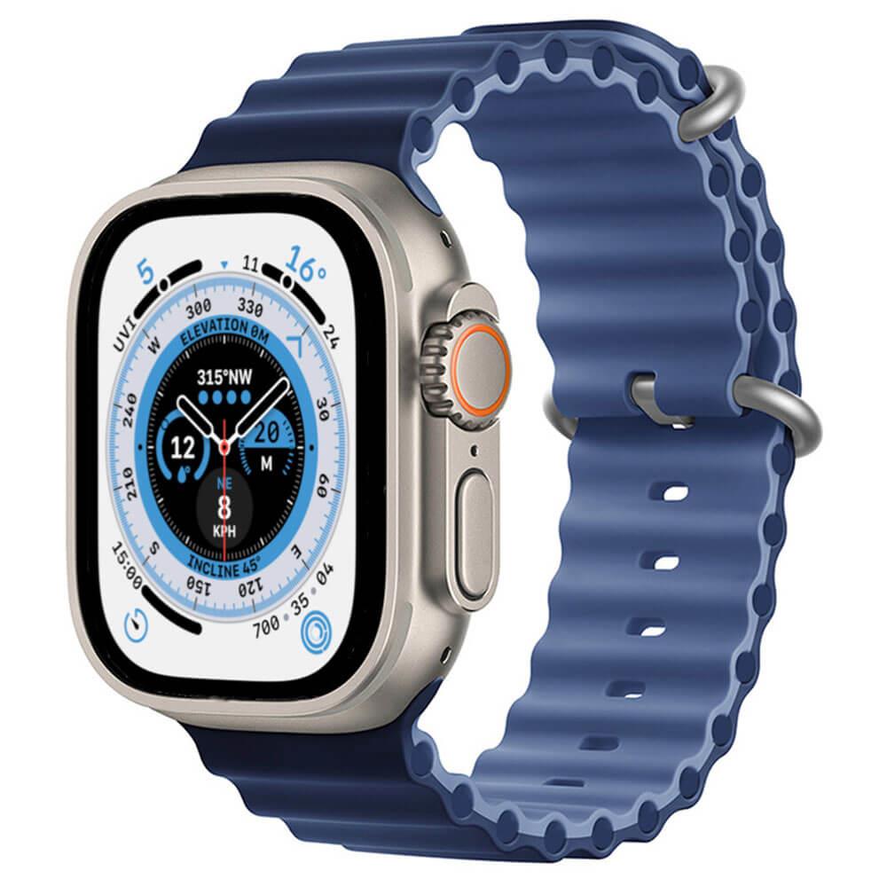 Apple Watch 1 2 3 4 5 6 7 8 Se Ultra 42/44/45/49mm Ocean Loop Tokalı Kordon - Lacivert Mavi 136719 - Lacivert