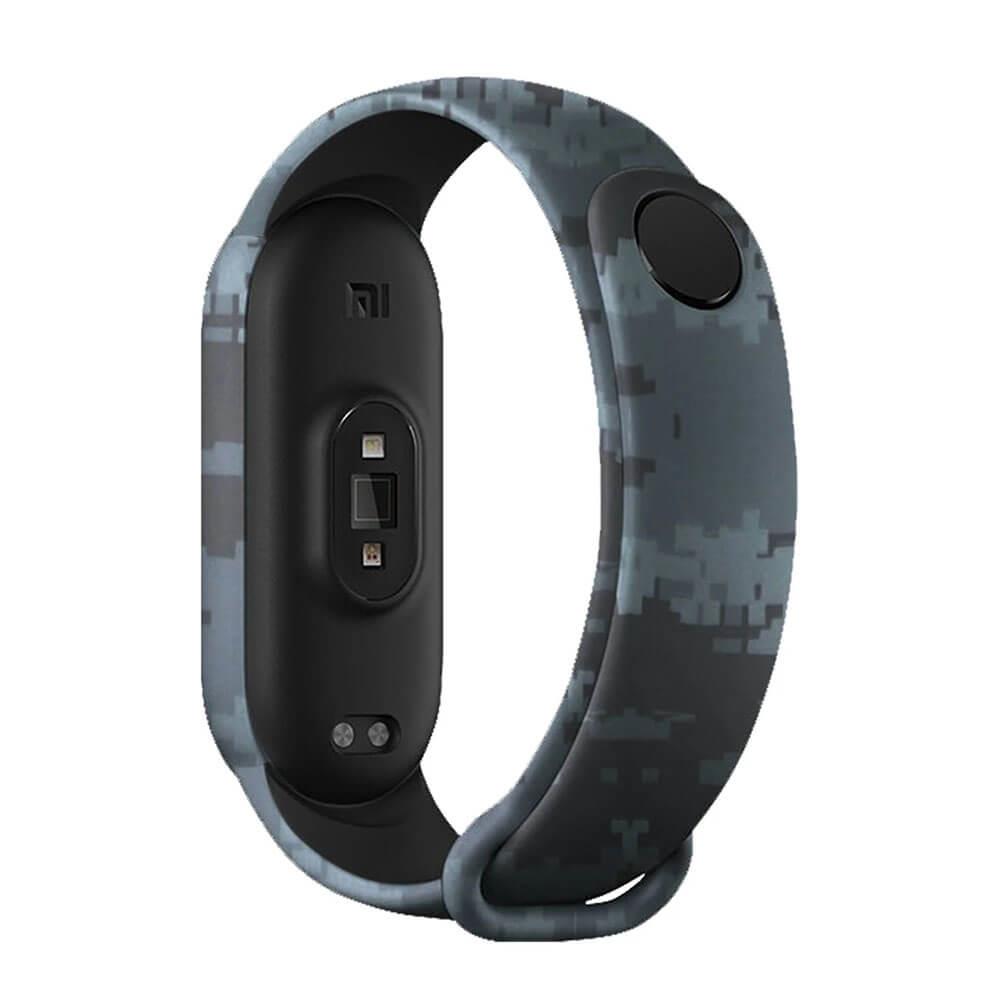Xiaomi Mi Band 7 Kordon Kayış Kamuflaj Desen - Siyah Gri - Pixel 09.Siyah-Gri - PR4