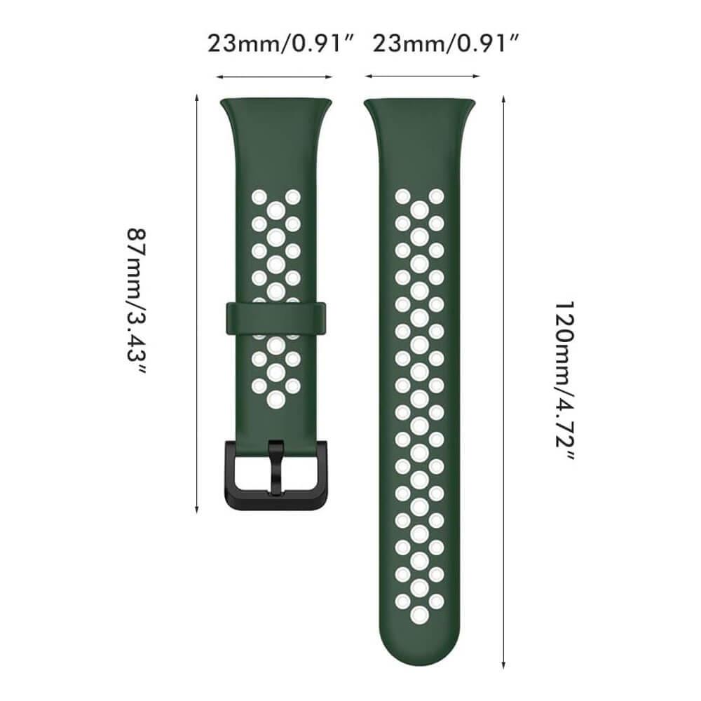 Xiaomi Mi Band 7 Pro Uyumlu Spor İki Renk Delikli Silikon Kordon Kayış - Yeşil Beyaz - PR7