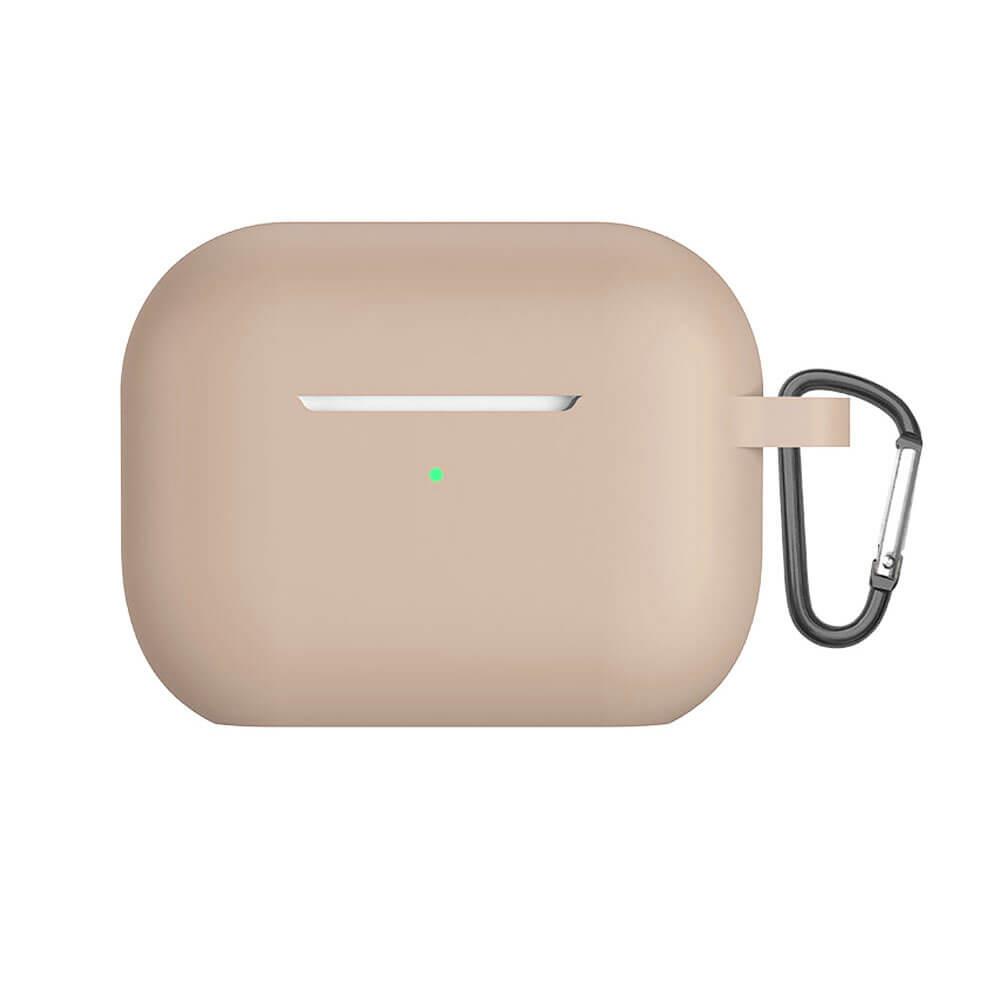 Koodmax Apple Airpods Pro 2. Nesil Uyumlu Silikon Kılıf + Metal Kopça - Bej - PR10