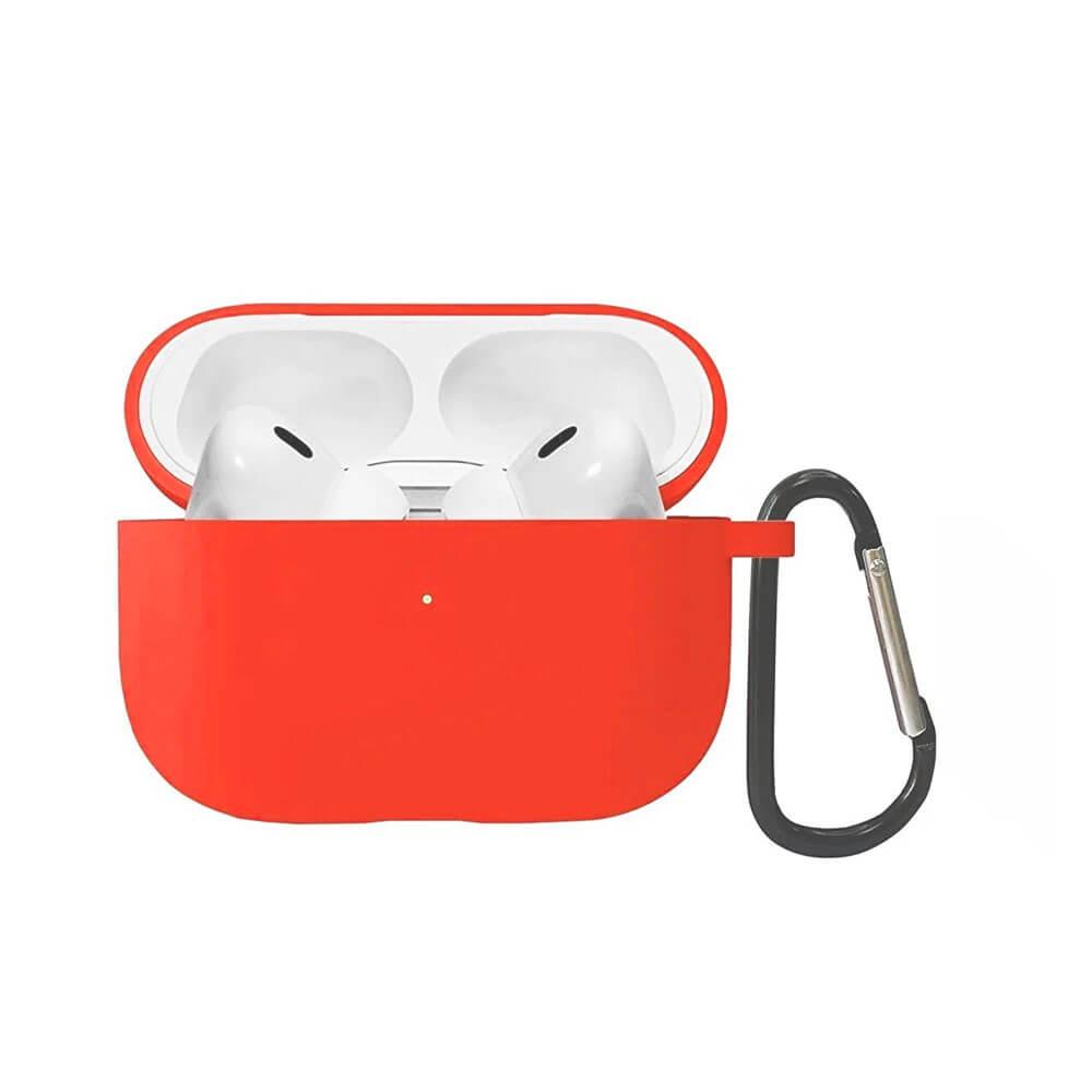Koodmax Apple Airpods Pro 2. Nesil Uyumlu Silikon Kılıf + Metal Kopça - Kırmızı - PR10