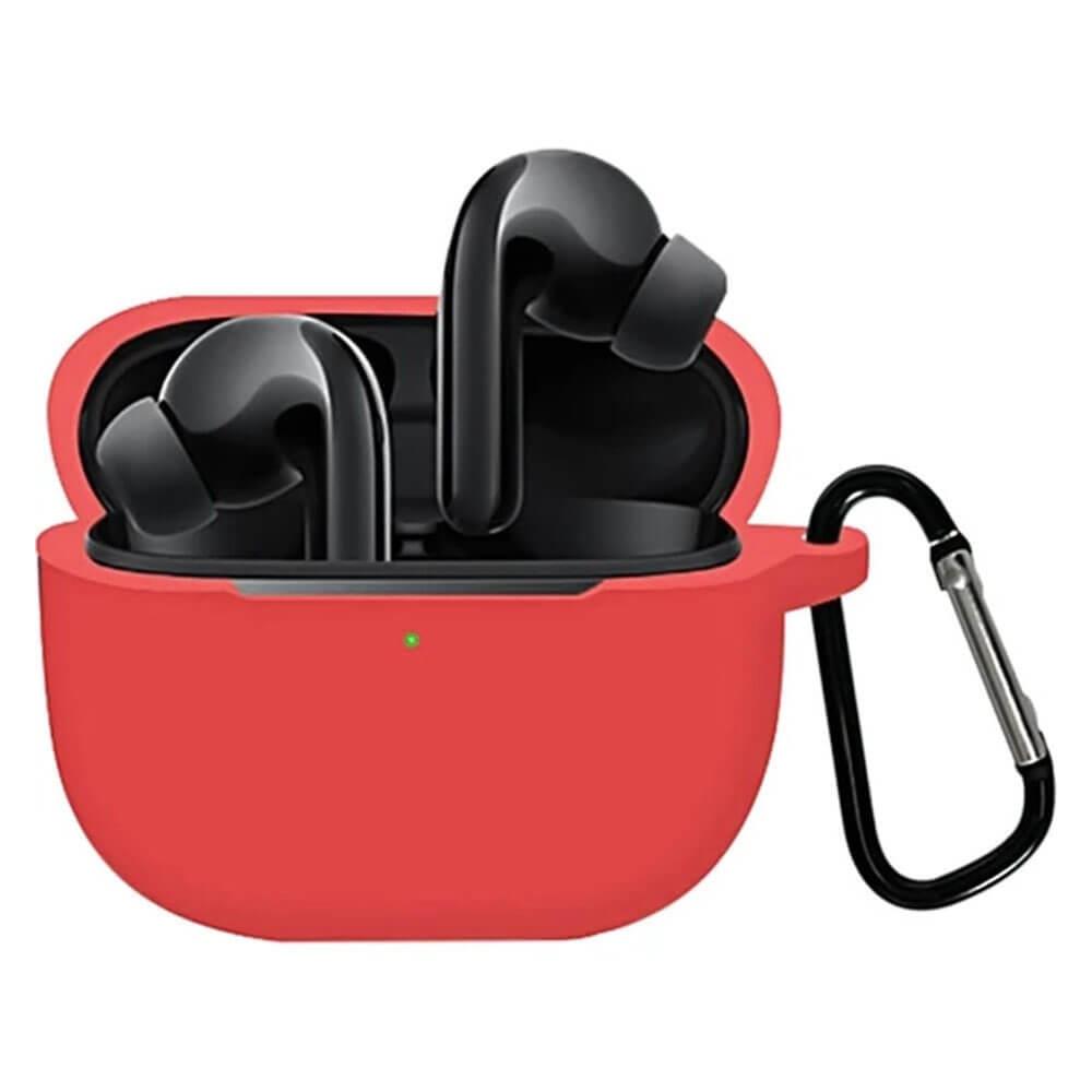Koodmax Xiaomi Redmi Buds 3 Lite Uyumlu Silikon Kılıf + Metal Kopça - Kırmızı - PR11