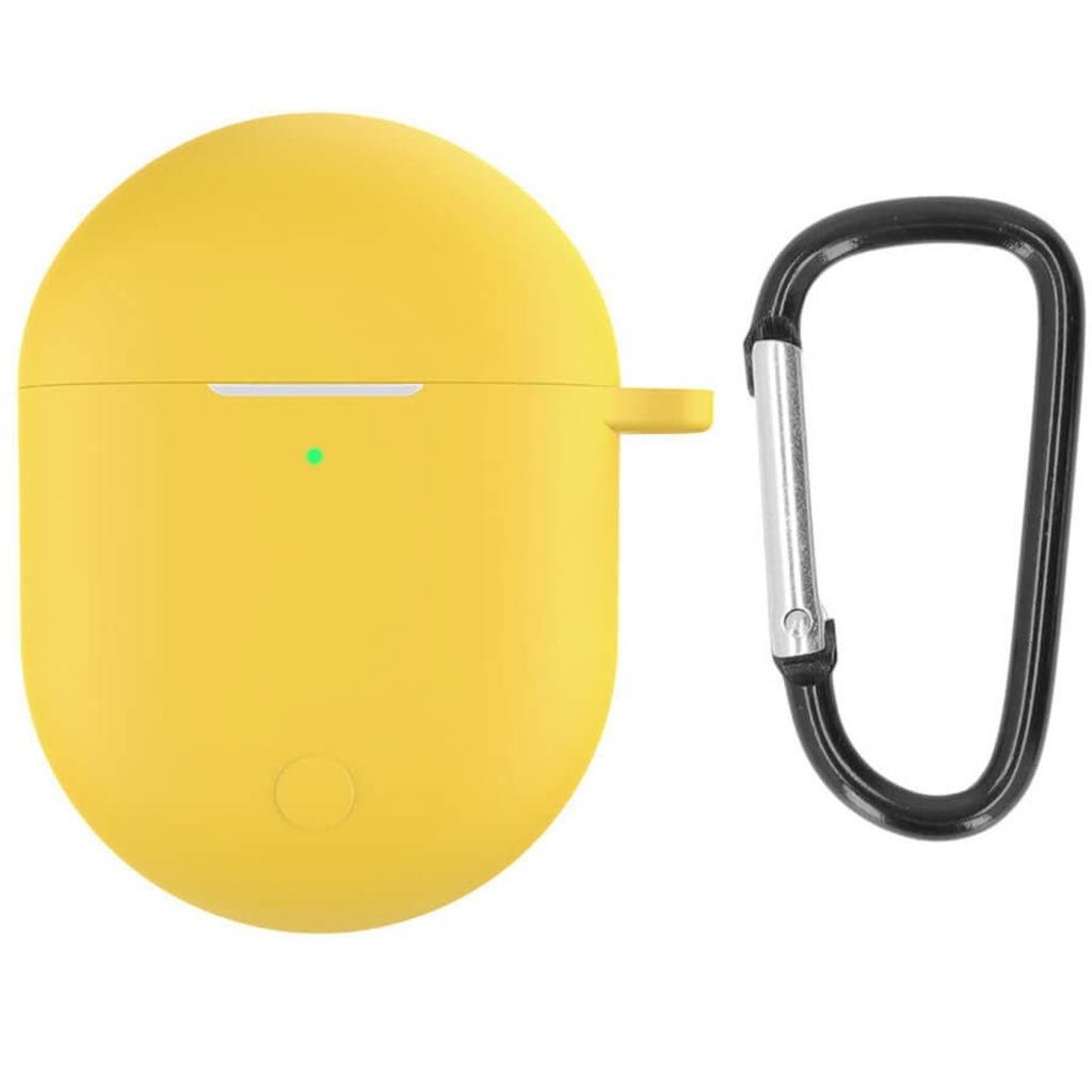 Koodmax Xiaomi Redmi Buds 3 Pro / Airdots 3 Pro Uyumlu Silikon Kılıf + Metal Kopça - Sarı - PR12
