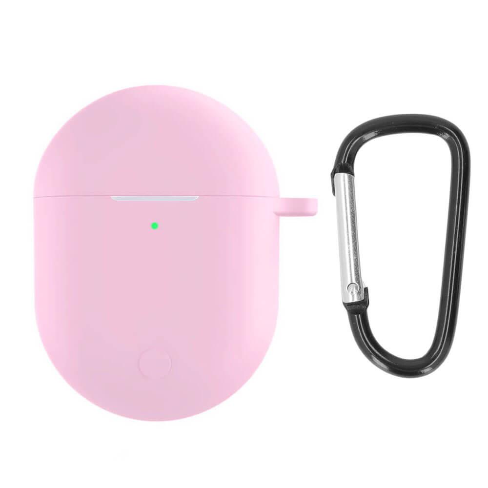 Koodmax Xiaomi Redmi Buds 3 Pro / Airdots 3 Pro Uyumlu Silikon Kılıf + Metal Kopça - Pembe - PR12