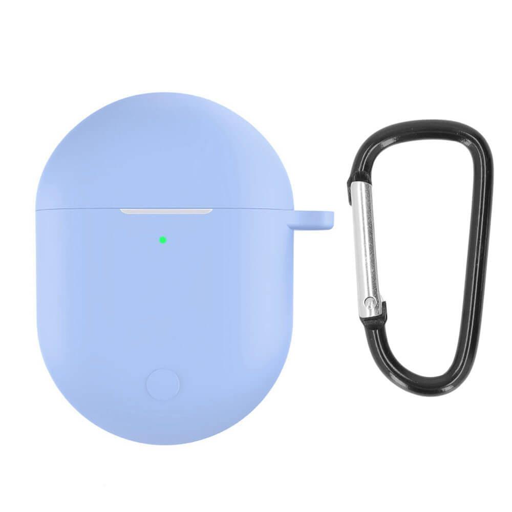 Koodmax Xiaomi Redmi Buds 3 Pro / Airdots 3 Pro Uyumlu Silikon Kılıf + Metal Kopça - Açık Mavi - PR12