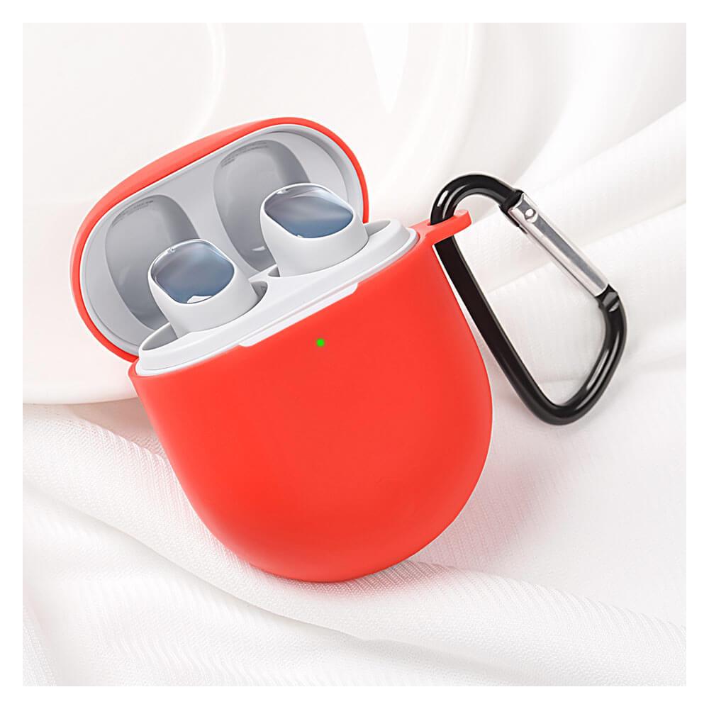 Koodmax Xiaomi Redmi Buds 4 Uyumlu Silikon Kılıf + Metal Kopça - Kırmızı - PR13