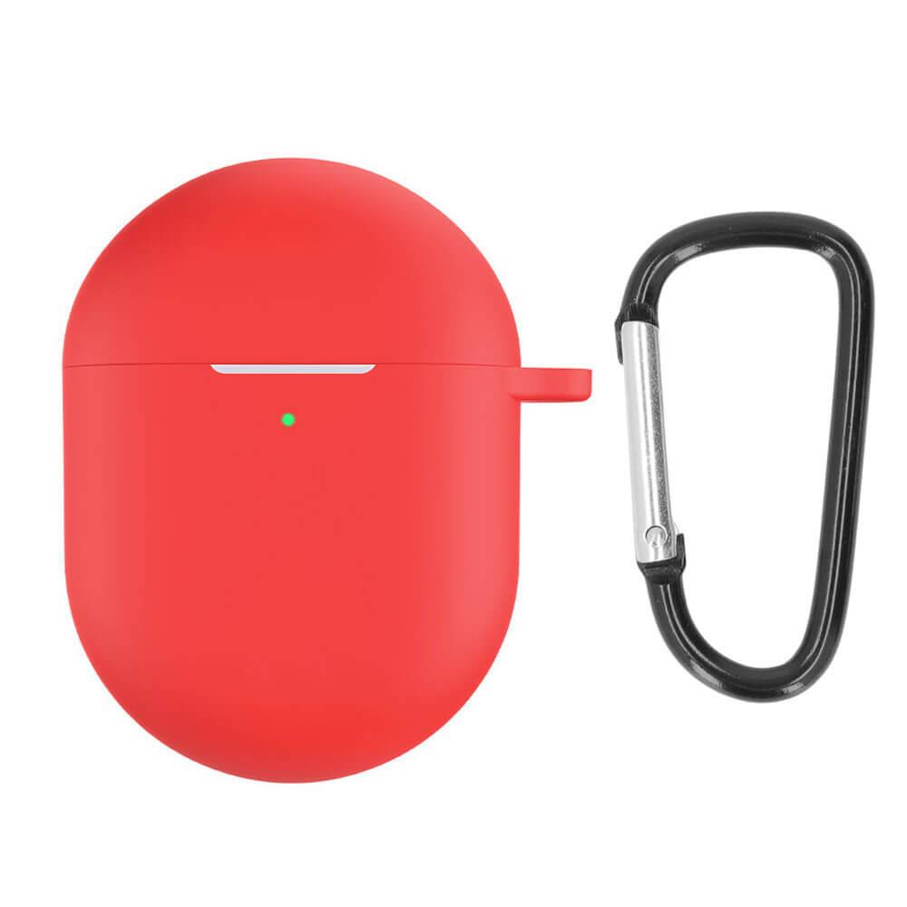 Koodmax Xiaomi Redmi Buds 4 Uyumlu Silikon Kılıf + Metal Kopça - Kırmızı - PR13