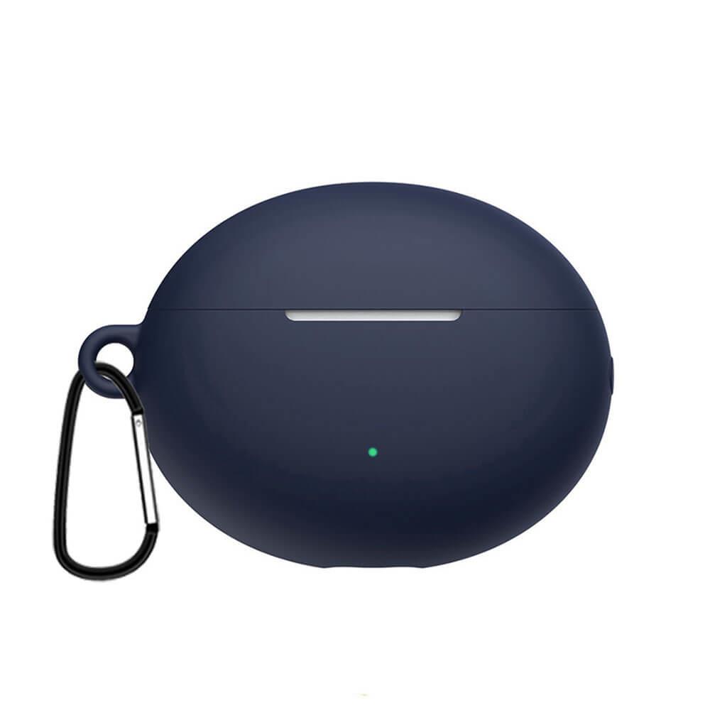 Koodmax Huawei Freebuds 4i Uyumlu Silikon Kılıf + Metal Kopça - Lacivert - PR14