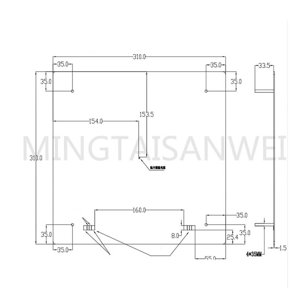 3D Yazıcı Alüminyum Alt Tabaka Sıcak Yatak Baskı Alanı 310*310*2mm Isıtma Platformu 260W - GD176 - GD274
