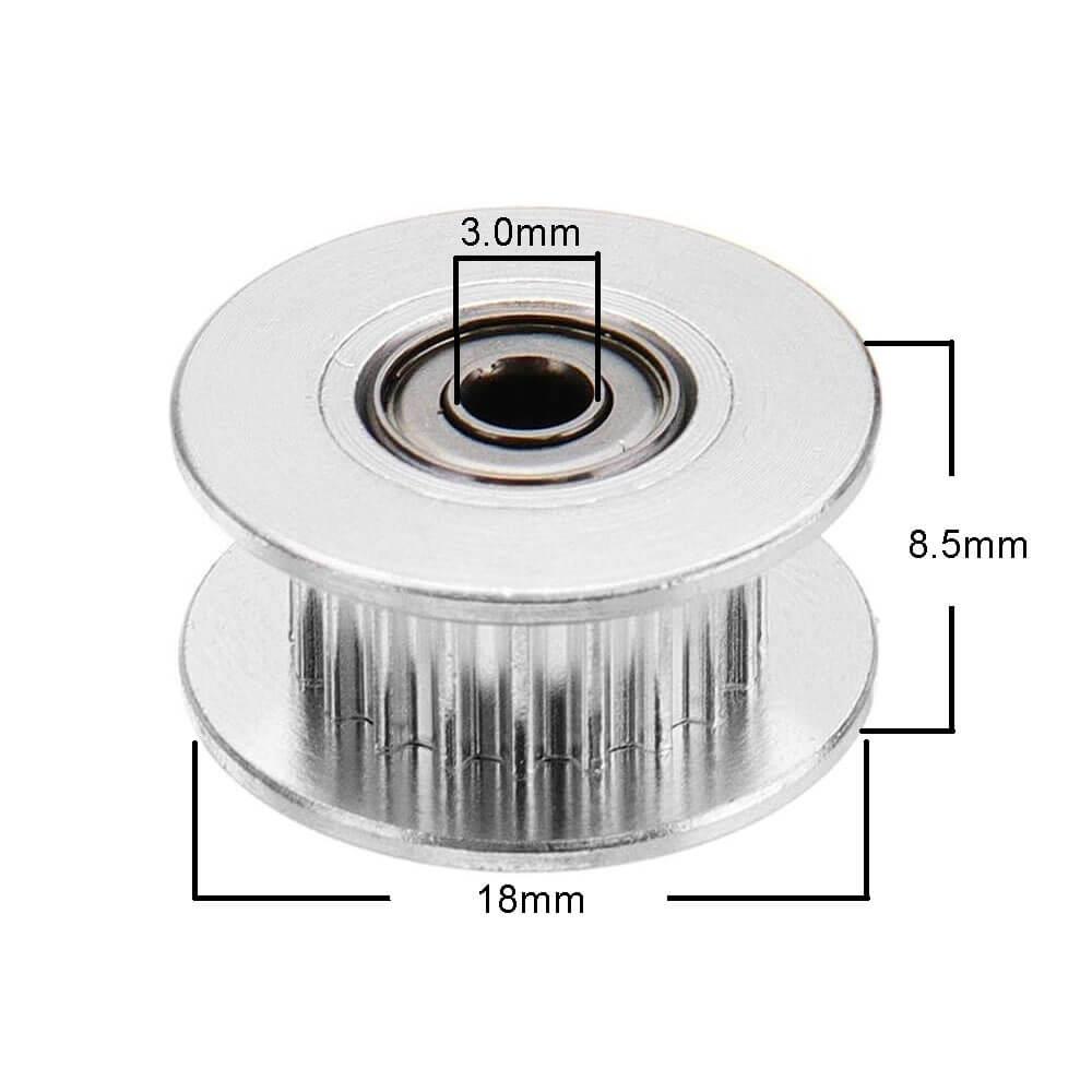 3D Yazıcı Gt2 20 Diş Avare H Tipi Kasnak Vida Deliği 3mm Kayış 6mm Rulmanlı