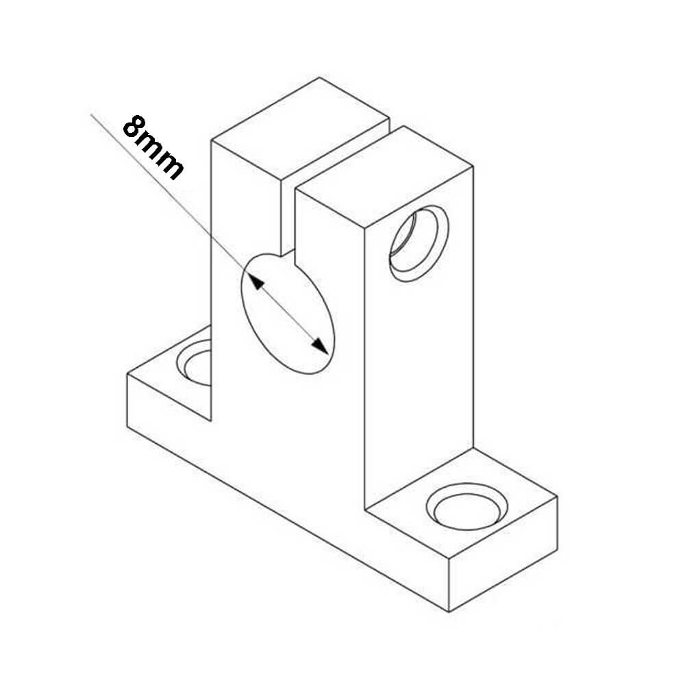 3D Yazıcı Optik Eksen Mil Tutucu Sk8 Dikey Braket