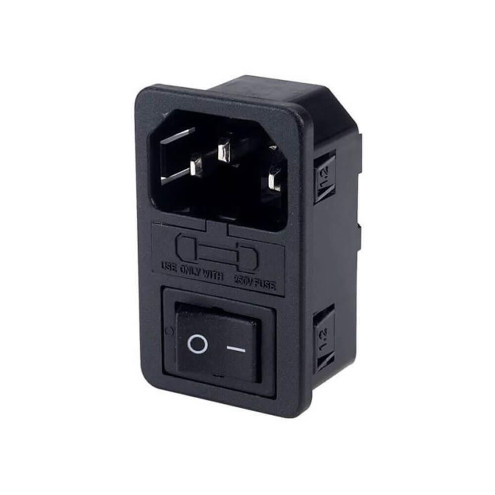 220V / 110V 10A AC Power Güç Kaynağı Konnektörü - Erkek - Sigortalı - Anahtarlı - Kablolu - GD257