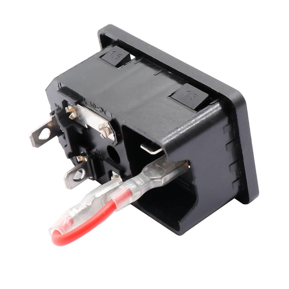220V / 110V 10A AC Power Güç Kaynağı Konnektörü - Erkek - Sigortalı - Anahtarlı - Kablolu - GD257