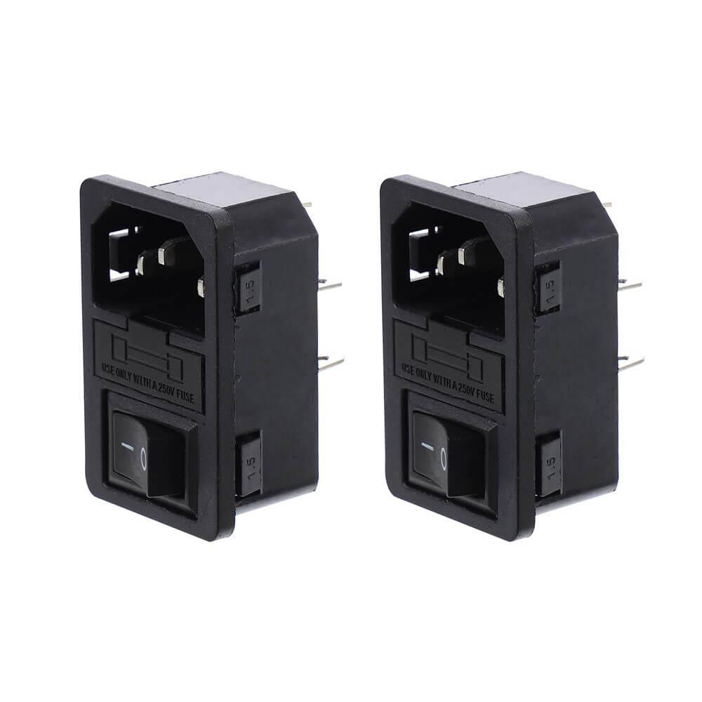220V / 110V 10A AC Power Güç Kaynağı Konnektörü - Erkek - Sigortalı - Anahtarlı - GD258