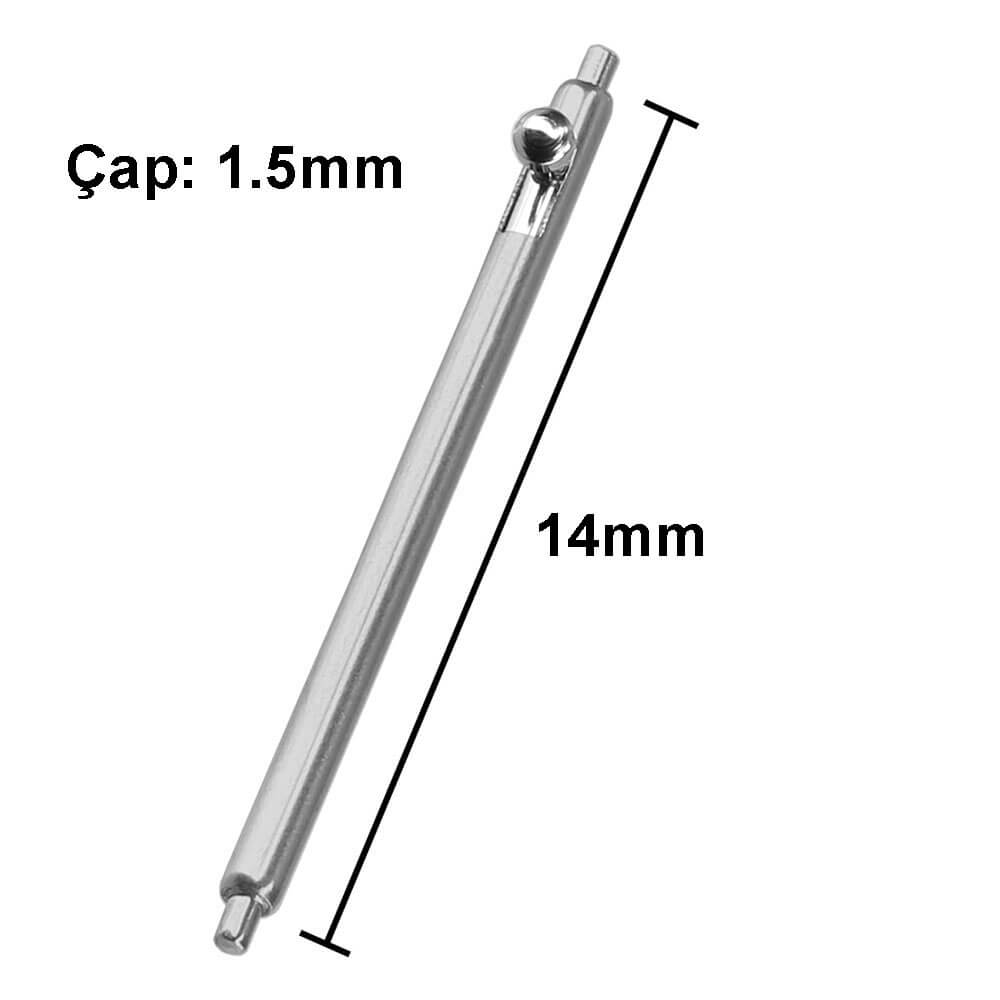 Paslanmaz Çelik Yaylı Otomatik Boynuzlu Kol Saati Kordon Bağlantı Pimi Susta - 1.5mm 14mm - Pims1