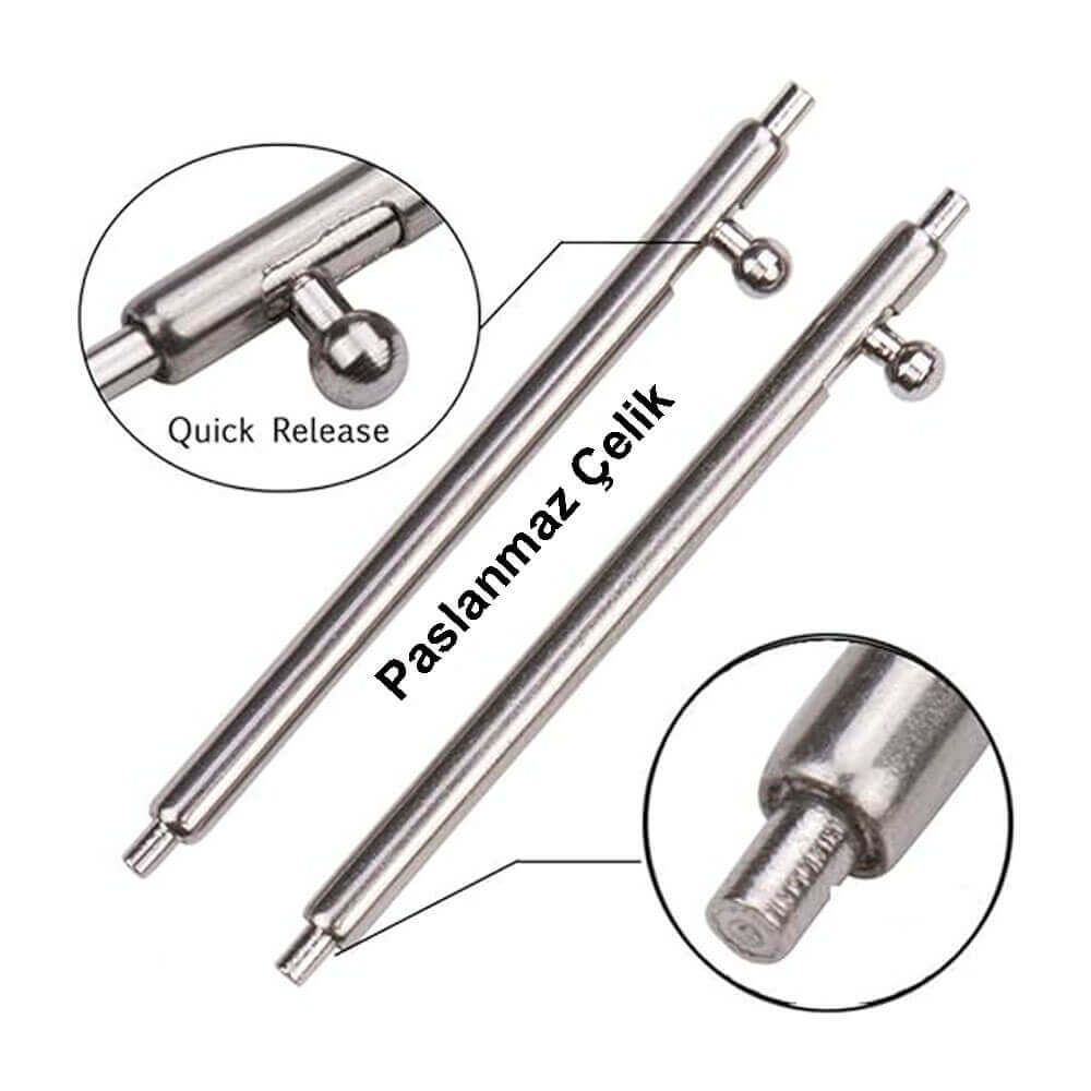 Paslanmaz Çelik Yaylı Otomatik Boynuzlu Kol Saati Kordon Bağlantı Pimi Susta - 1.5mm 21mm - Pims1