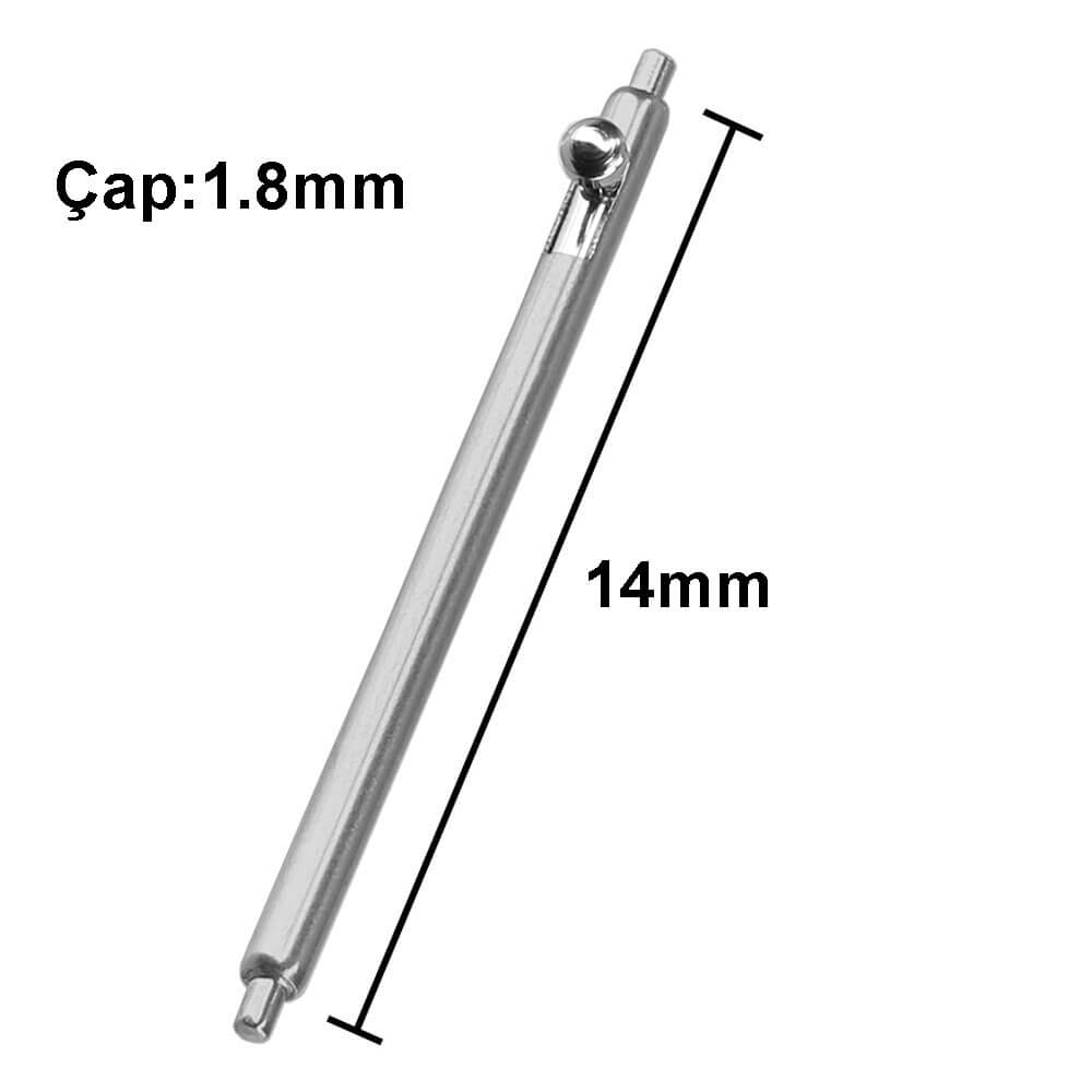 Paslanmaz Çelik Yaylı Otomatik Boynuzlu Kol Saati Kordon Bağlantı Pimi Susta - 1.8mm 14mm - Pims2