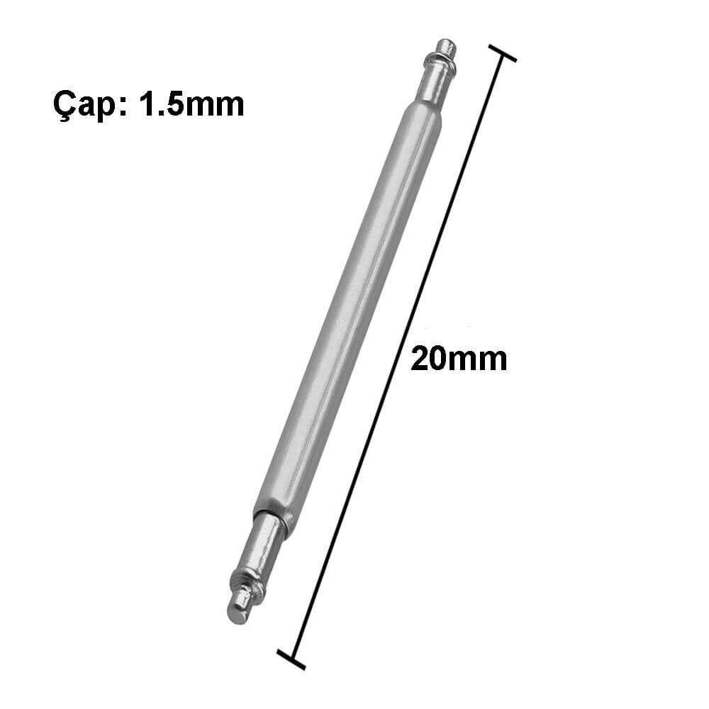 Paslanmaz Çelik Yaylı Kol Saati Kordon Pimi Susta - 1.5mm 20mm - Pims3