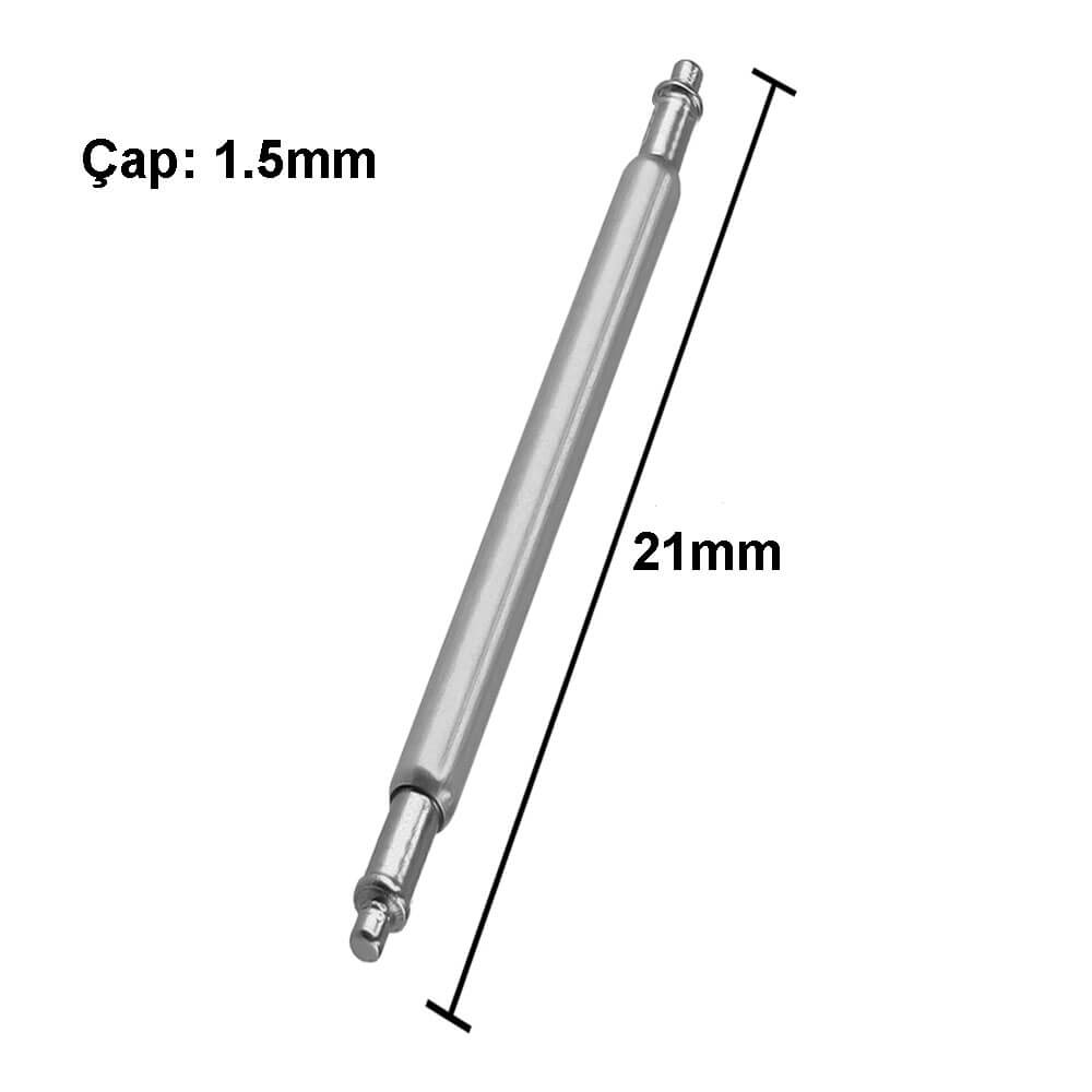 Paslanmaz Çelik Yaylı Kol Saati Kordon Pimi Susta - 1.5mm 21mm - Pims3