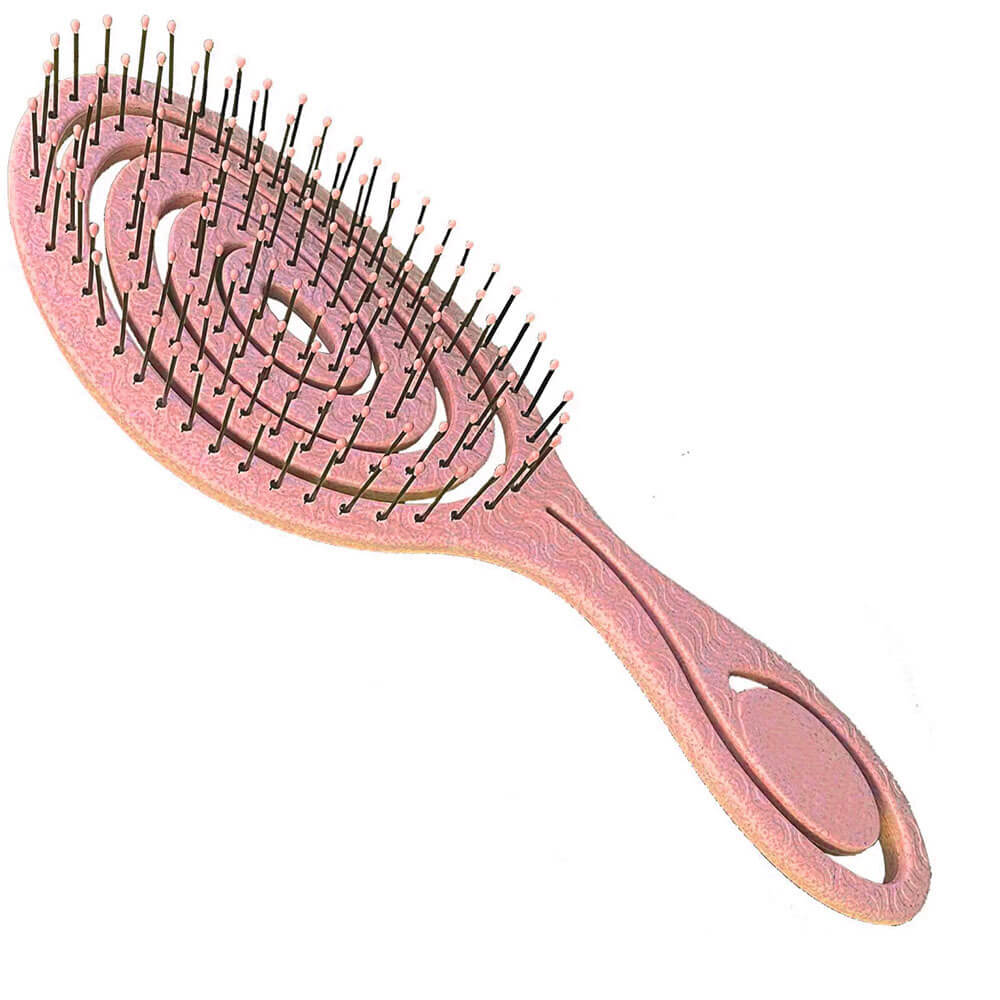 Üç Boyutlu Oval Esnek Dolaşık Önleyici Saç Açma ve Tarama Fırçası - Pembe - HG3
