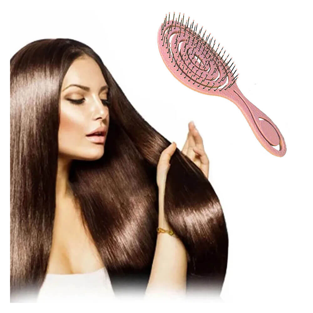 Üç Boyutlu Oval Esnek Dolaşık Önleyici Saç Açma ve Tarama Fırçası - Pembe - HG3