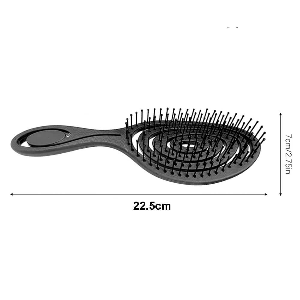 Üç Boyutlu Oval Esnek Dolaşık Önleyici Saç Açma ve Tarama Fırçası - Siyah - HG3