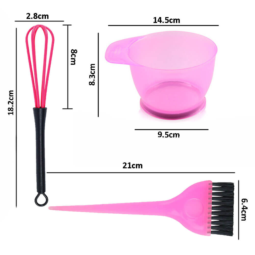 Koodmax Profesyonel Saç Boyama Seti - Fırça - Boya Kasesi - Karıştırma Çubuğu - Pembe - HG7