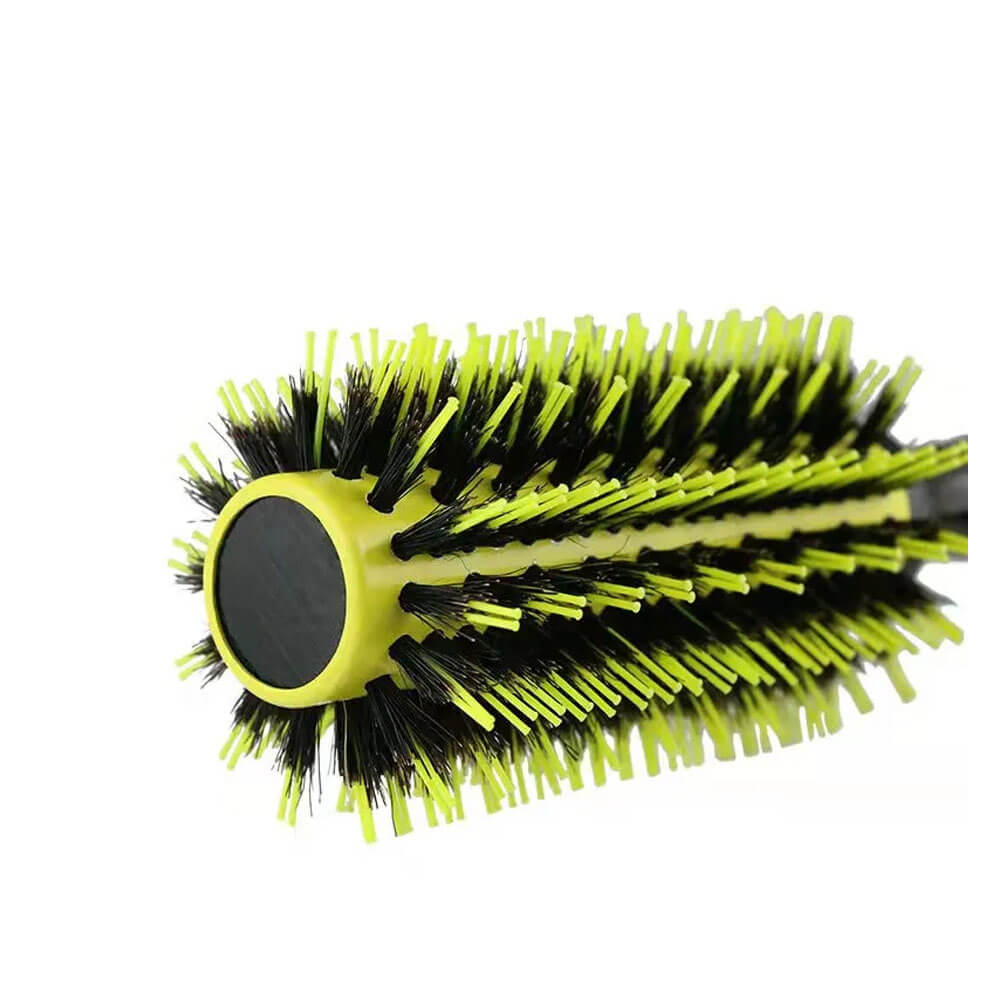 Koodmax Ahşap Saplı Naylon Kıl Saç Şekillendirici Fön Fırçası - Saç Düzleştirici Tarak 6cm - Sarı - Siyah - HG9