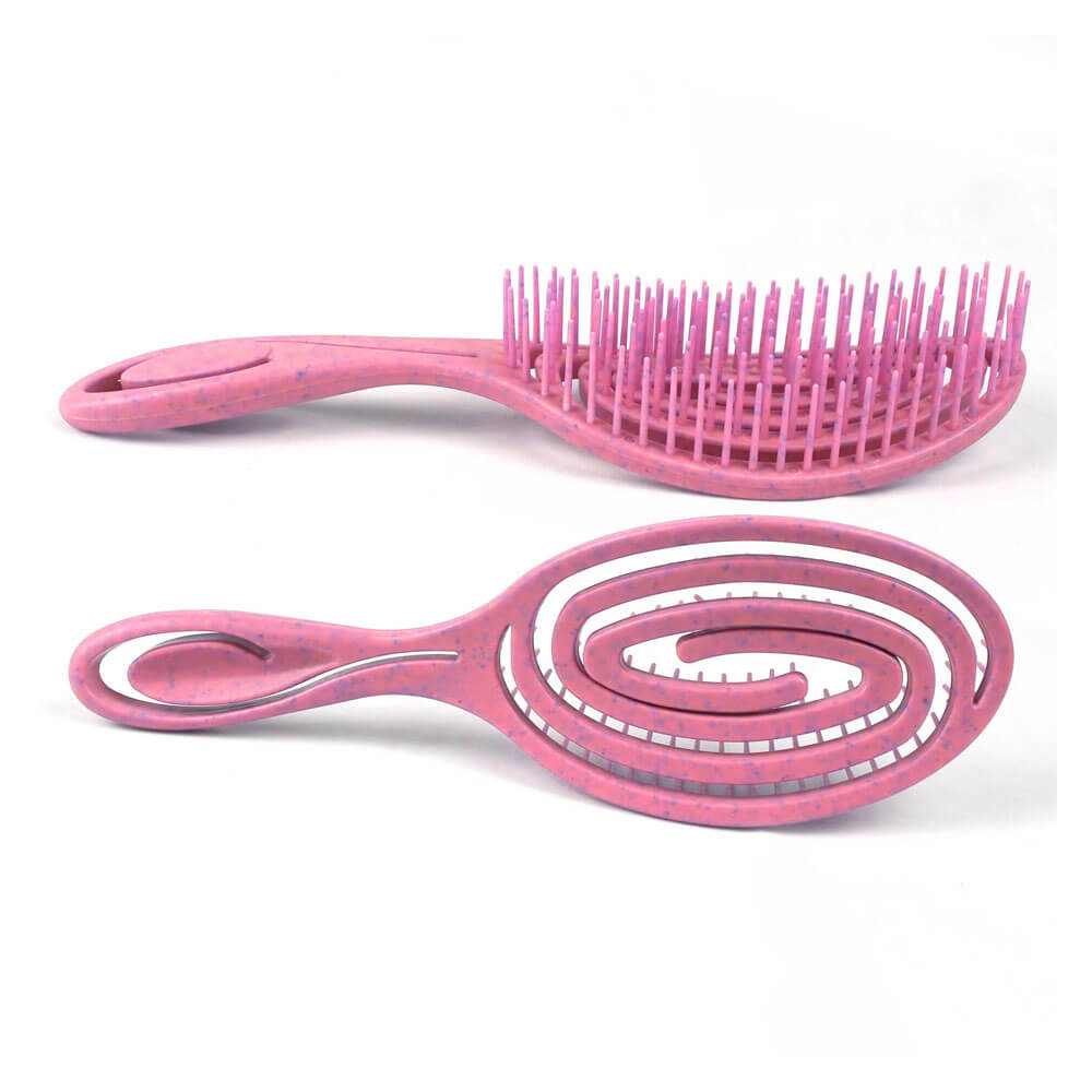 Koodmax Oval Esnek Dolaşık Önleyici Buğday Samanı Saç Açma ve Tarama Fırçası - Pembe - HG2