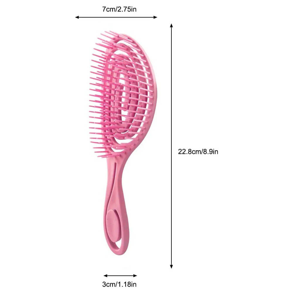 Koodmax Oval Esnek Dolaşık Önleyici Buğday Samanı Saç Açma ve Tarama Fırçası - Pembe - HG2