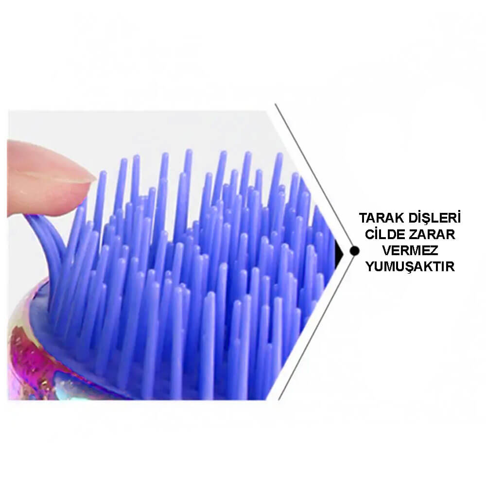 Koodmax Saç Şekillendirici Dolaşık Açıcı Çocuk Tarağı Oval Tarak – Simli Mor - TR5