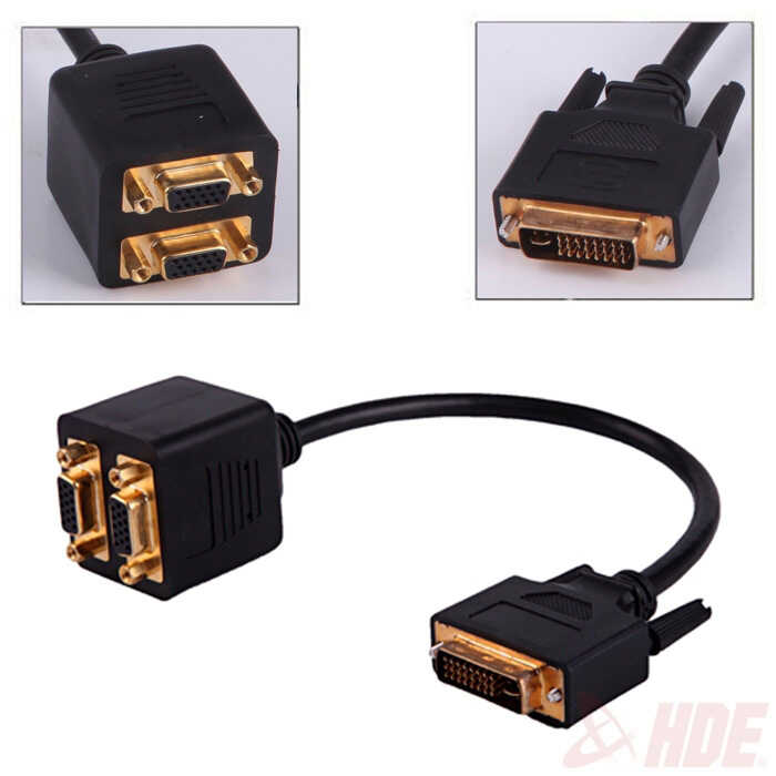 DVI (24+5) to 2xVGA Çevirici Dönüştürücü Kablo Çoklayıcı Splitter