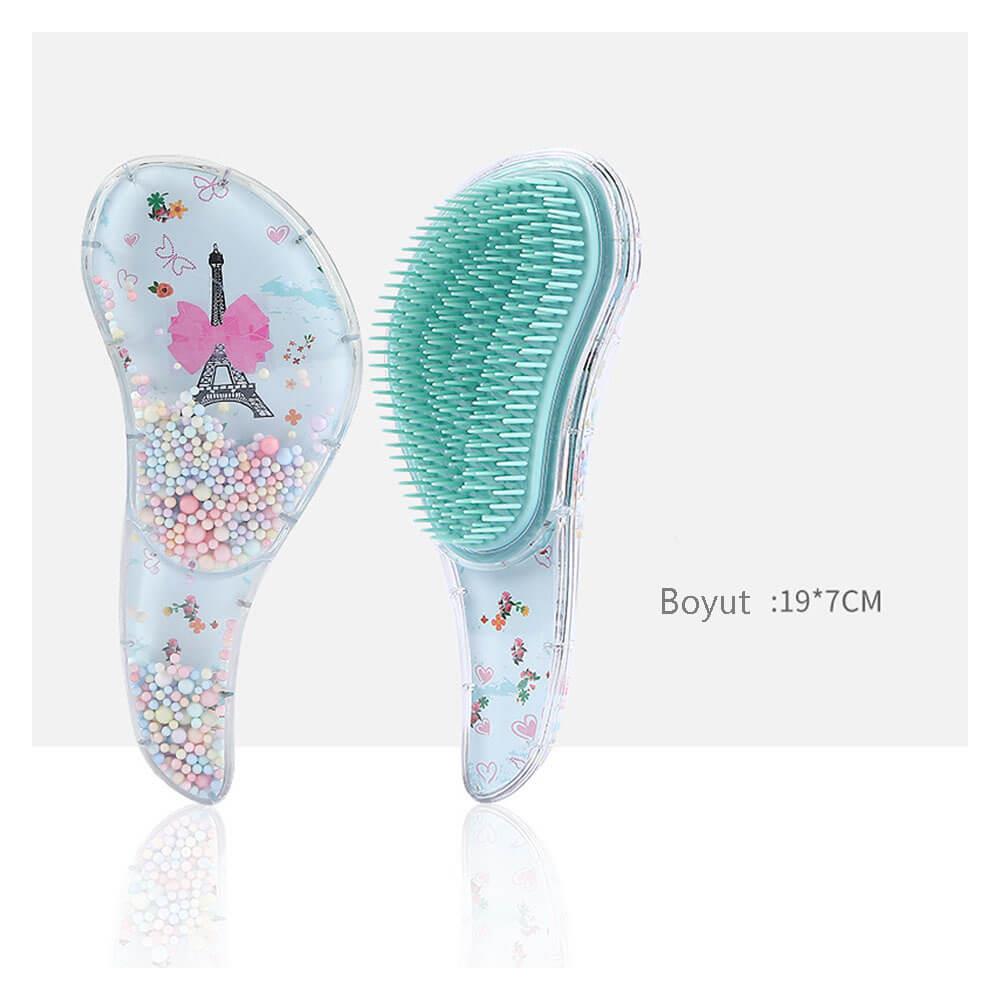 Koodmax Desenli Tarak Fırça Dolaşık Önleyici Saç Açma ve Tarama Fırçası Şeffaf Büyük Boy – B01 - TR2