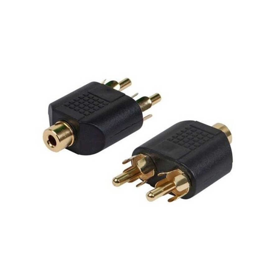 2 Rca Erkek to 1 Dişi Rca Çevirici Gold