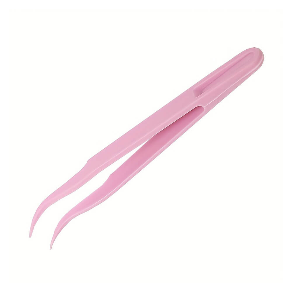 Koodmax Hassas Elektronik ve El Sanatları Tamir Cımbızı Sert Plastik 12cm Kavisli Cımbız Pembe - TW3