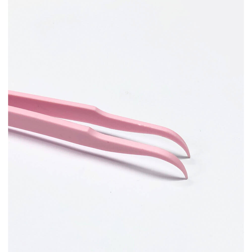 Koodmax Hassas Elektronik ve El Sanatları Tamir Cımbızı Sert Plastik 12cm Kavisli Cımbız Pembe - TW3
