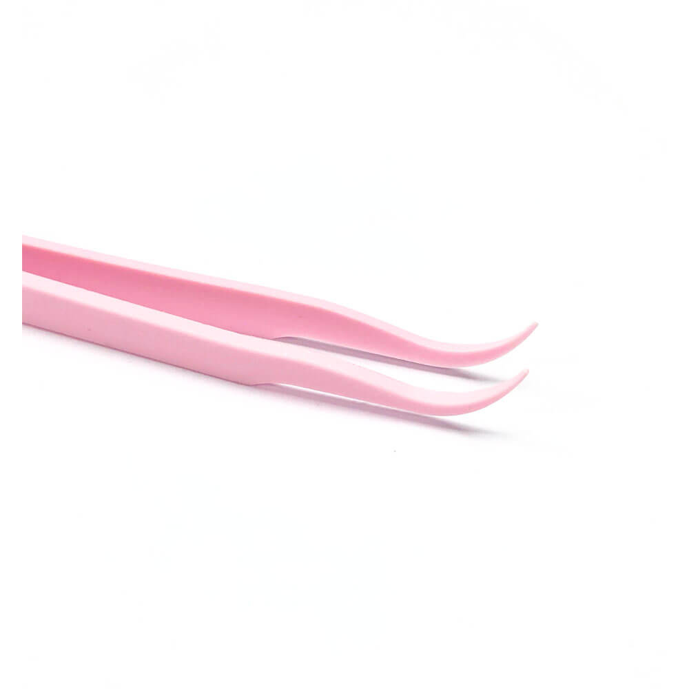 Koodmax Hassas Elektronik ve El Sanatları Tamir Cımbızı Sert Plastik 12cm Kavisli Cımbız Pembe - TW3