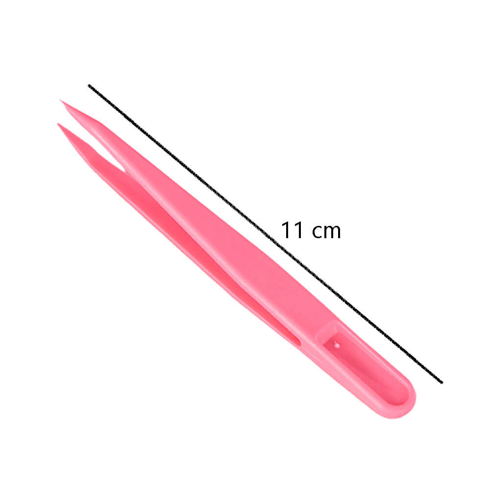 Koodmax Hassas Elektronik ve El Sanatları Tamir Cımbızı Sert Plastik 11cm Düz Cımbız Koyu Pembe-TW4