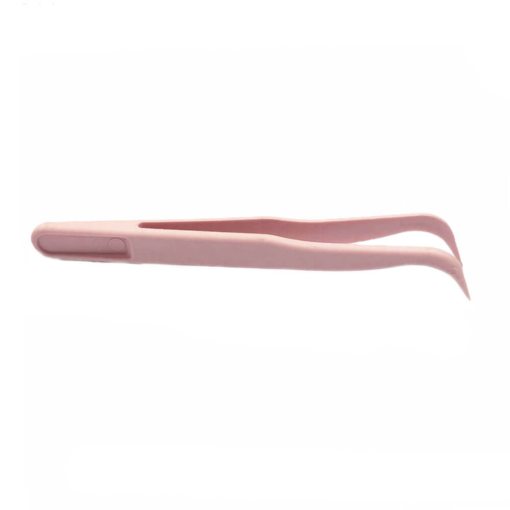 Koodmax Hassas Elektronik ve El Sanatları Tamir Cımbızı Sert Plastik 11cm Kavisli Cımbız Açık Pembe-TW5