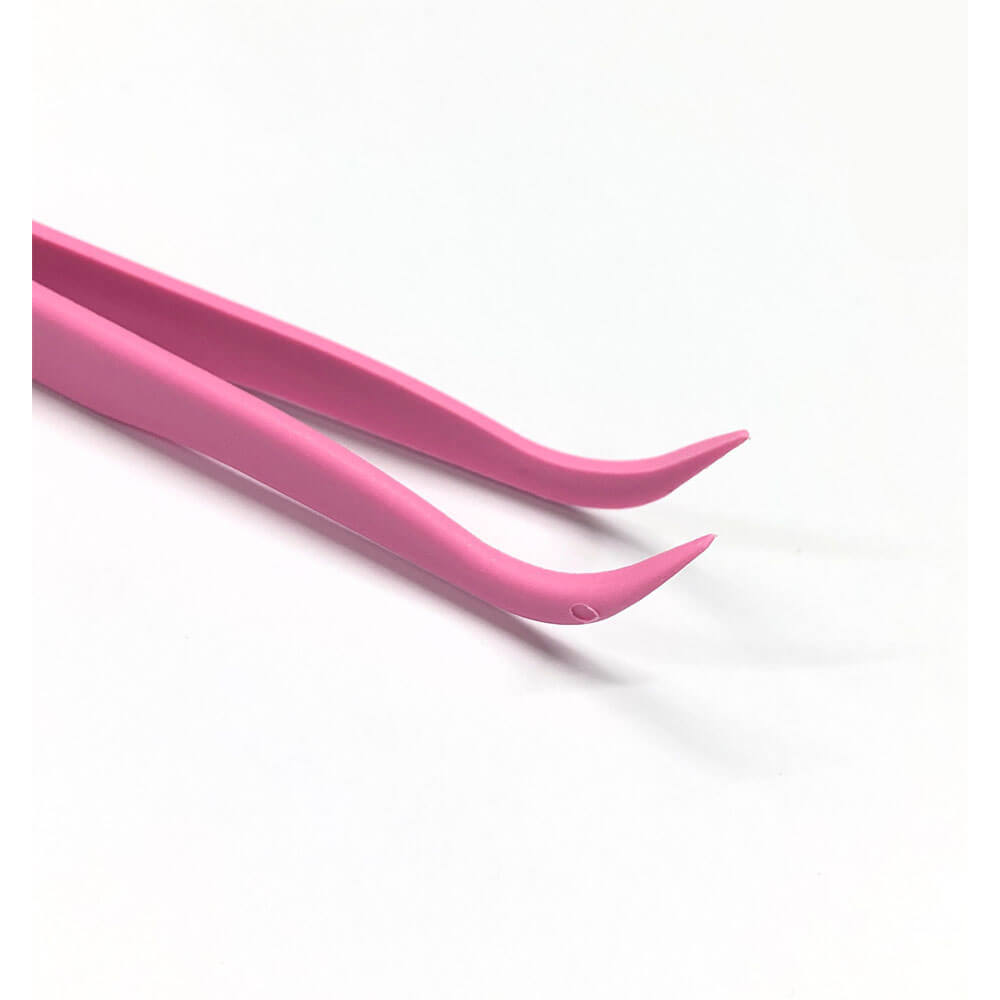 Koodmax Hassas Elektronik ve El Sanatları Tamir Cımbızı Sert Plastik 11cm Kavisli Cımbız Koyu Pembe-TW5