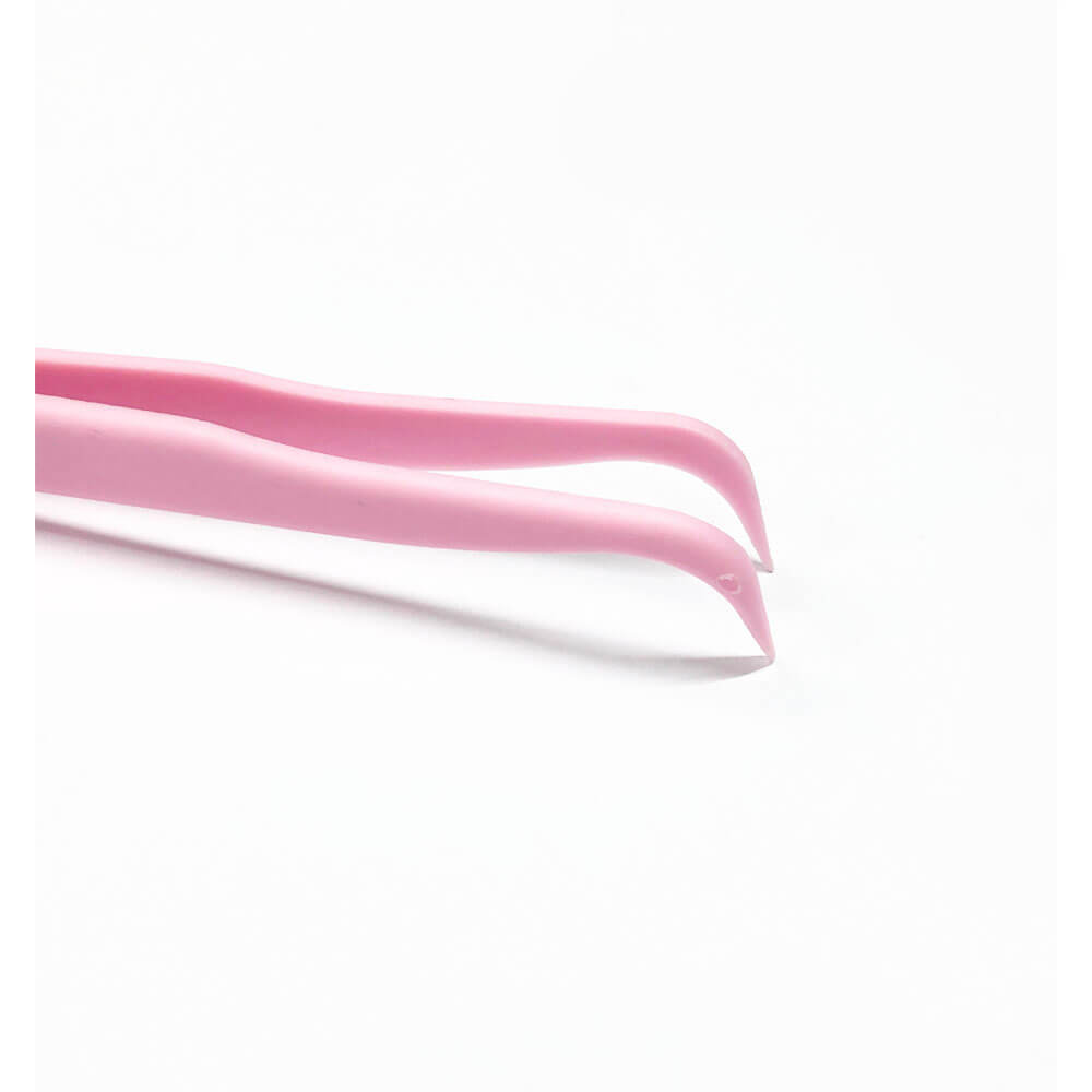 Koodmax Hassas Elektronik ve El Sanatları Tamir Cımbızı Sert Plastik 11cm Kavisli Cımbız Pembe-TW5