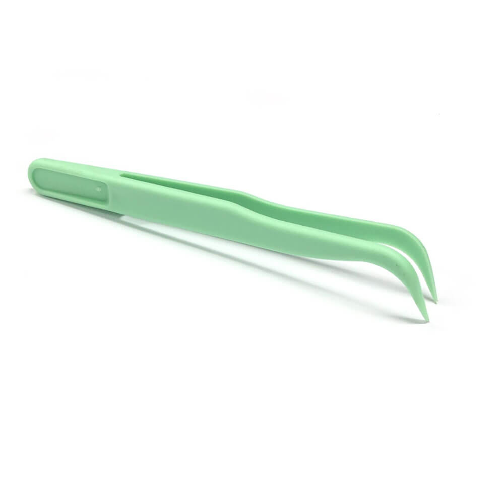 Koodmax Hassas Elektronik ve El Sanatları Tamir Cımbızı Sert Plastik 11cm Kavisli Cımbız Yeşil-TW5