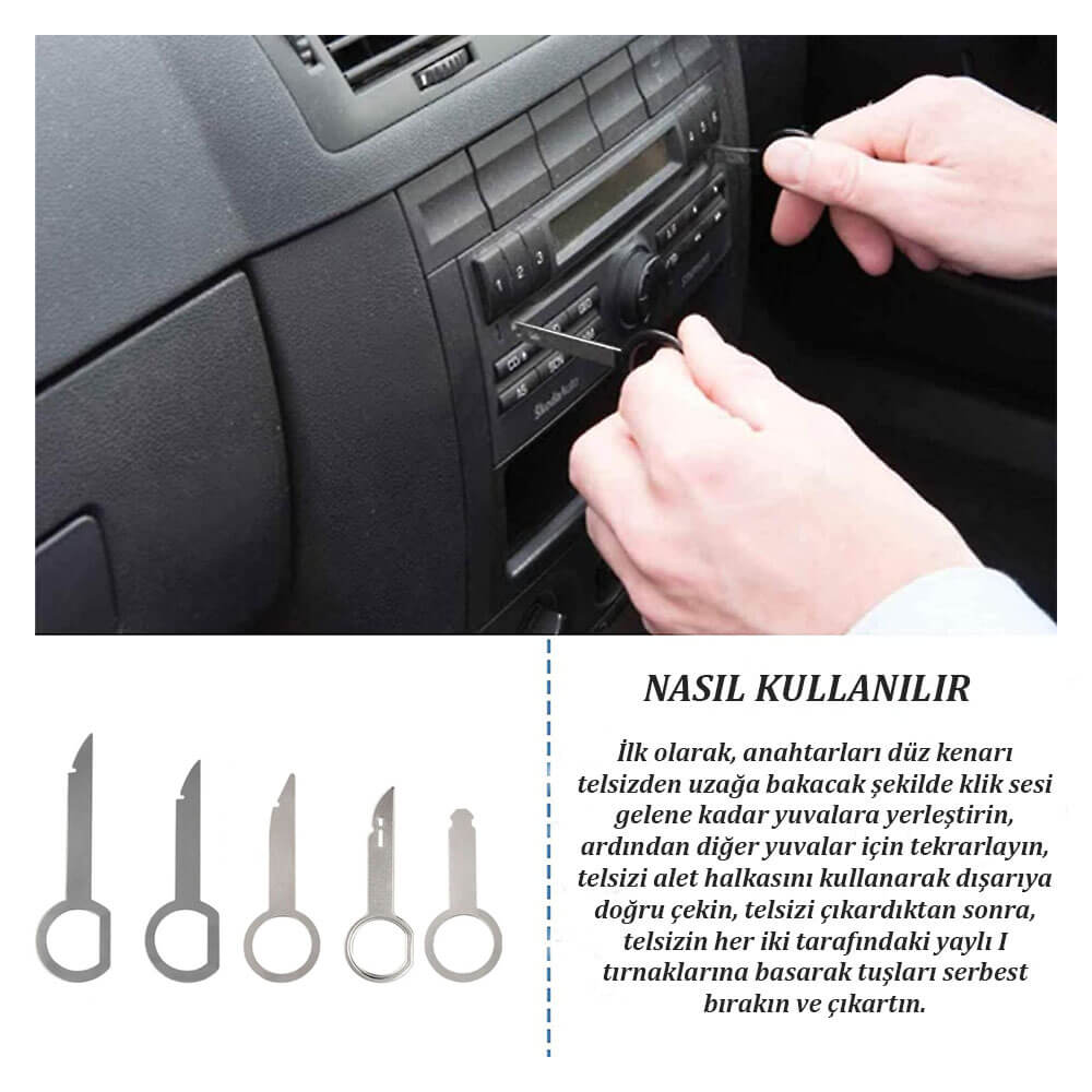 Koodmax Araba Radyo Oto Teyb CD Çalar Sökme Çıkartma Aparatı Metal-CR1