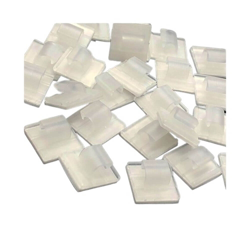 WCL-0505 Kablo Sabitleme Kelepçesi Klipsi - Yapışkanlı Duvar Kablo Tutucu 16x15.5x6.4mm - Şeffaf-KA21