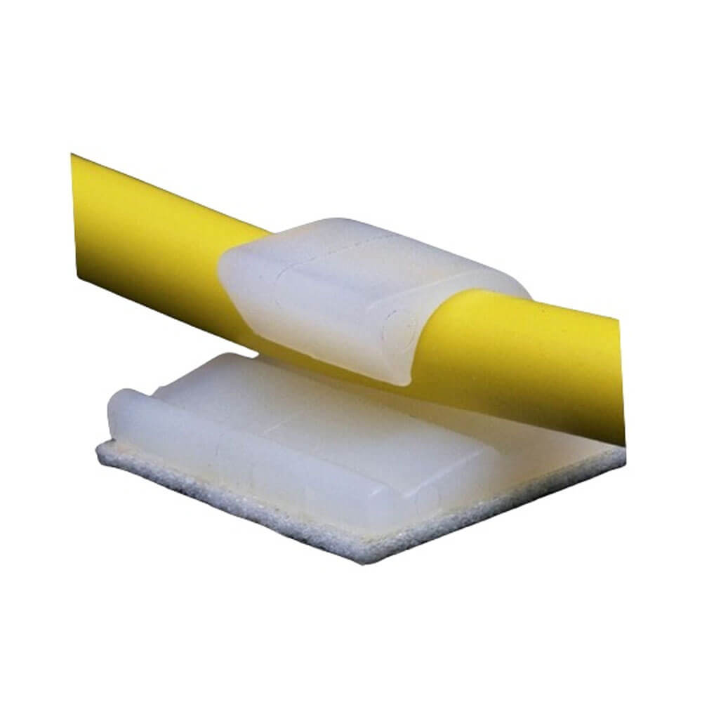 WCL-0505 Kablo Sabitleme Kelepçesi Klipsi-Yapışkanlı Duvar Kablo Tutucu 16x15.5x6.4mm - Beyaz-KA18
