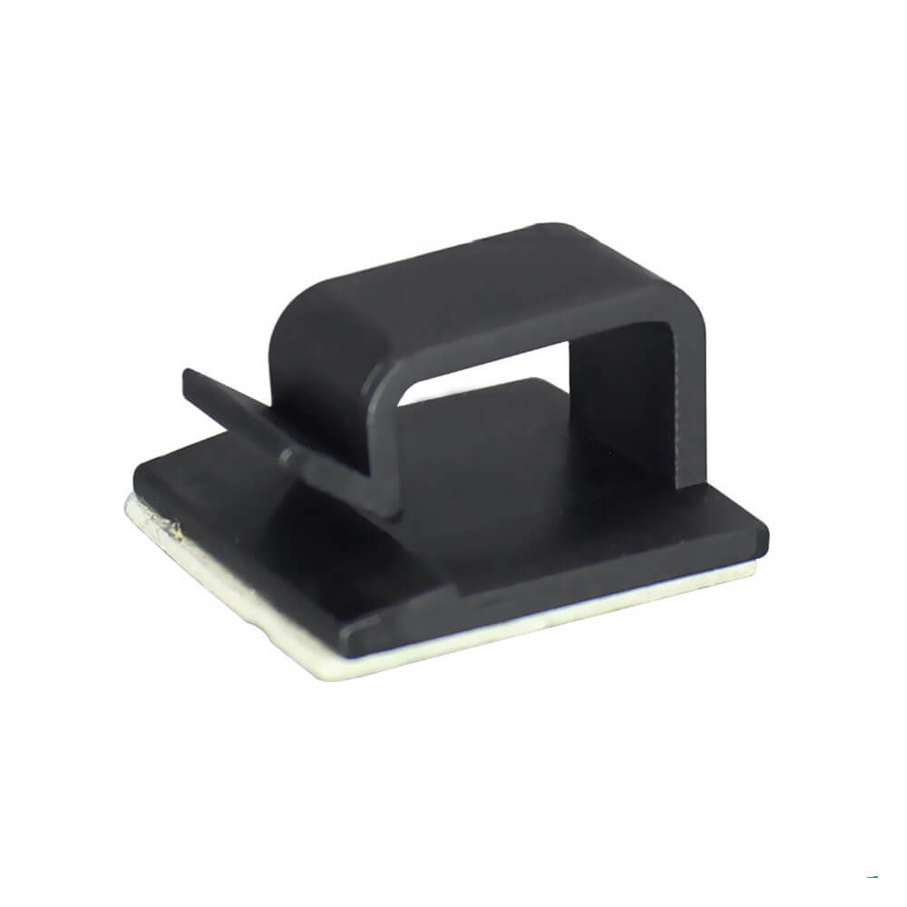 WCL-1005 Kablo Sabitleme Kelepçesi Klipsi-Yapışkanlı Duvar Kablo Tutucu 16x15x8mm - Siyah -KA9